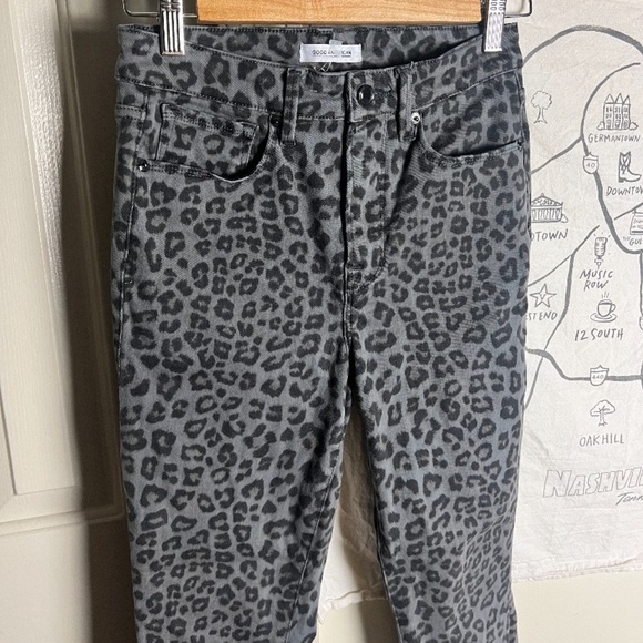 Good American Grey Leopard Print HighWaist Jeans 27 - Picture 3 of 7
